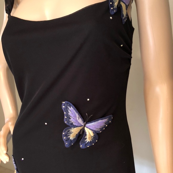 ABS Allen Schwartz Black Butterfly Dress EUC - Picture 5 of 6